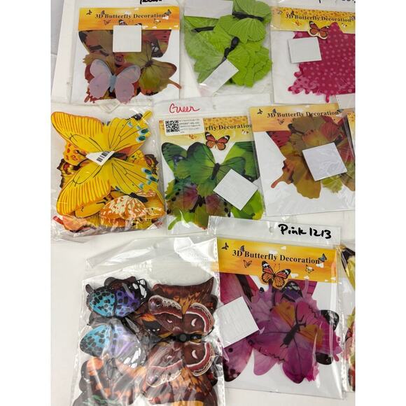 17 Pack NEW 3D Butterflies Wall Stickers Lot Bulk Various Colors Bright - Picture 3 of 16